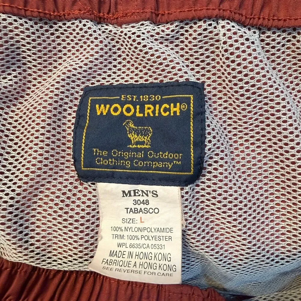 Vintage 90s Woolrich Red Tabasco Swim Shorts Size Large Beach Pockets
